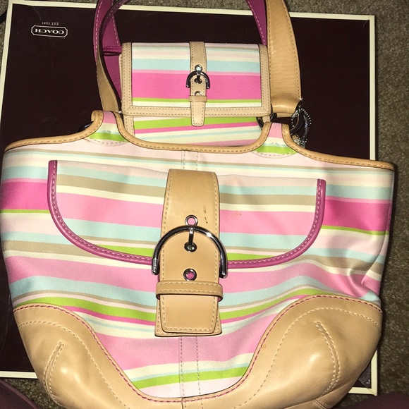 Multi-Colored Coach Purse W/ Wallet - Picture 1 of 2